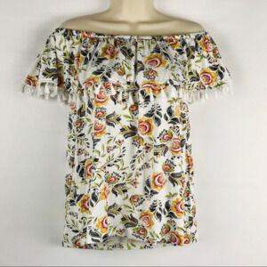 Fever Off the Shoulder Short Sleeve Floral Blouse